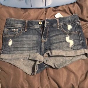 Rolled jean shorts